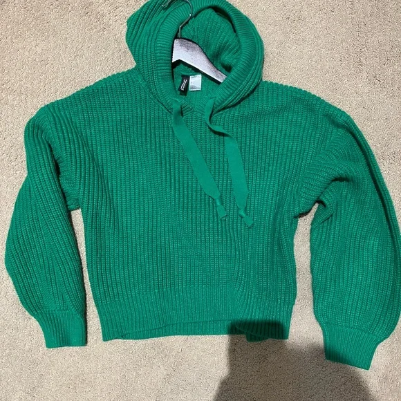 Green crochet sweater hoodie size small - Picture 2 of 6